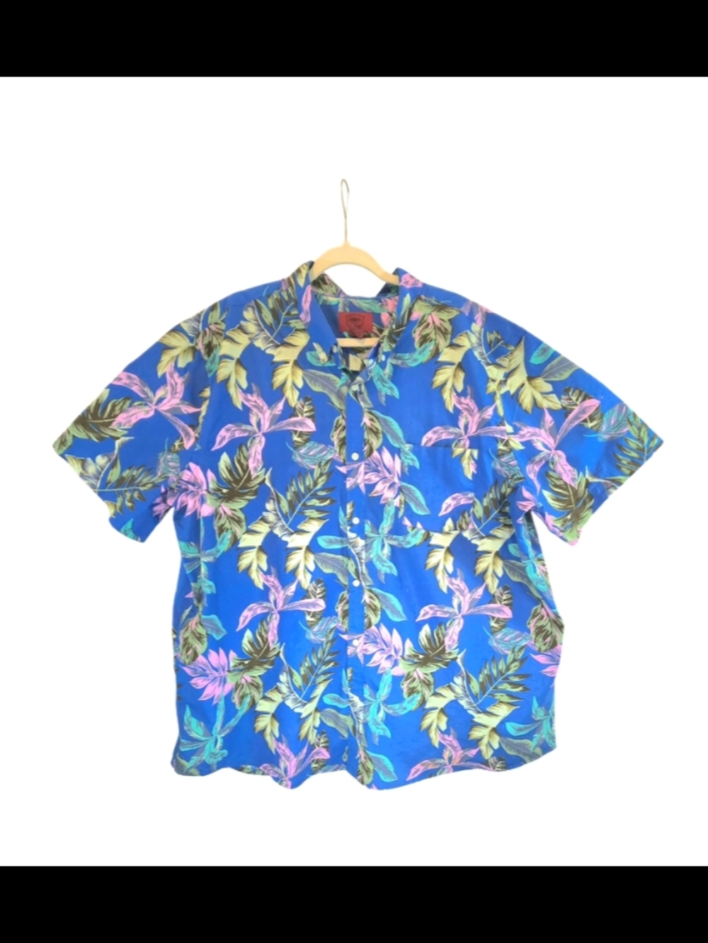 Foundry Men's Blue Casual Tropical Short Sleeve Cotton Button-Up Shirt Size 2XL